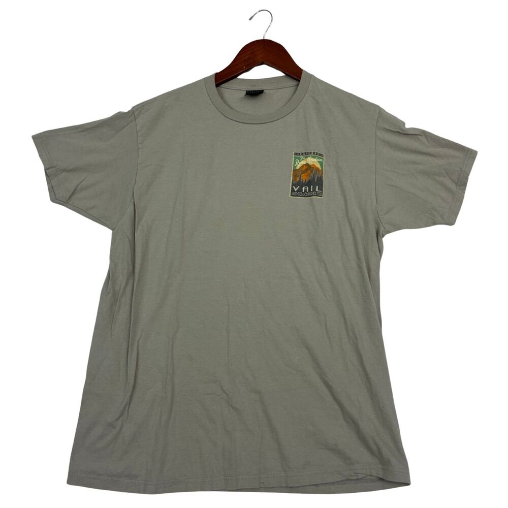 Vail Colorado Rocky Mountains T-Shirt Men's L Gray Green Explore Graphic Tee